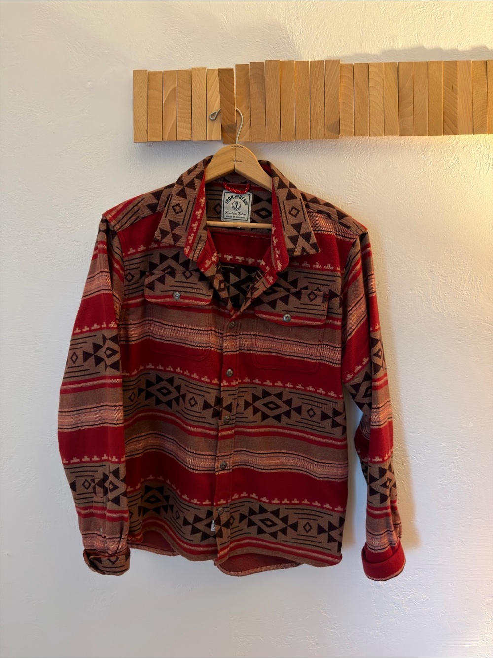 Iron & Resin Red and Brown Tribal Button-Down Shirt